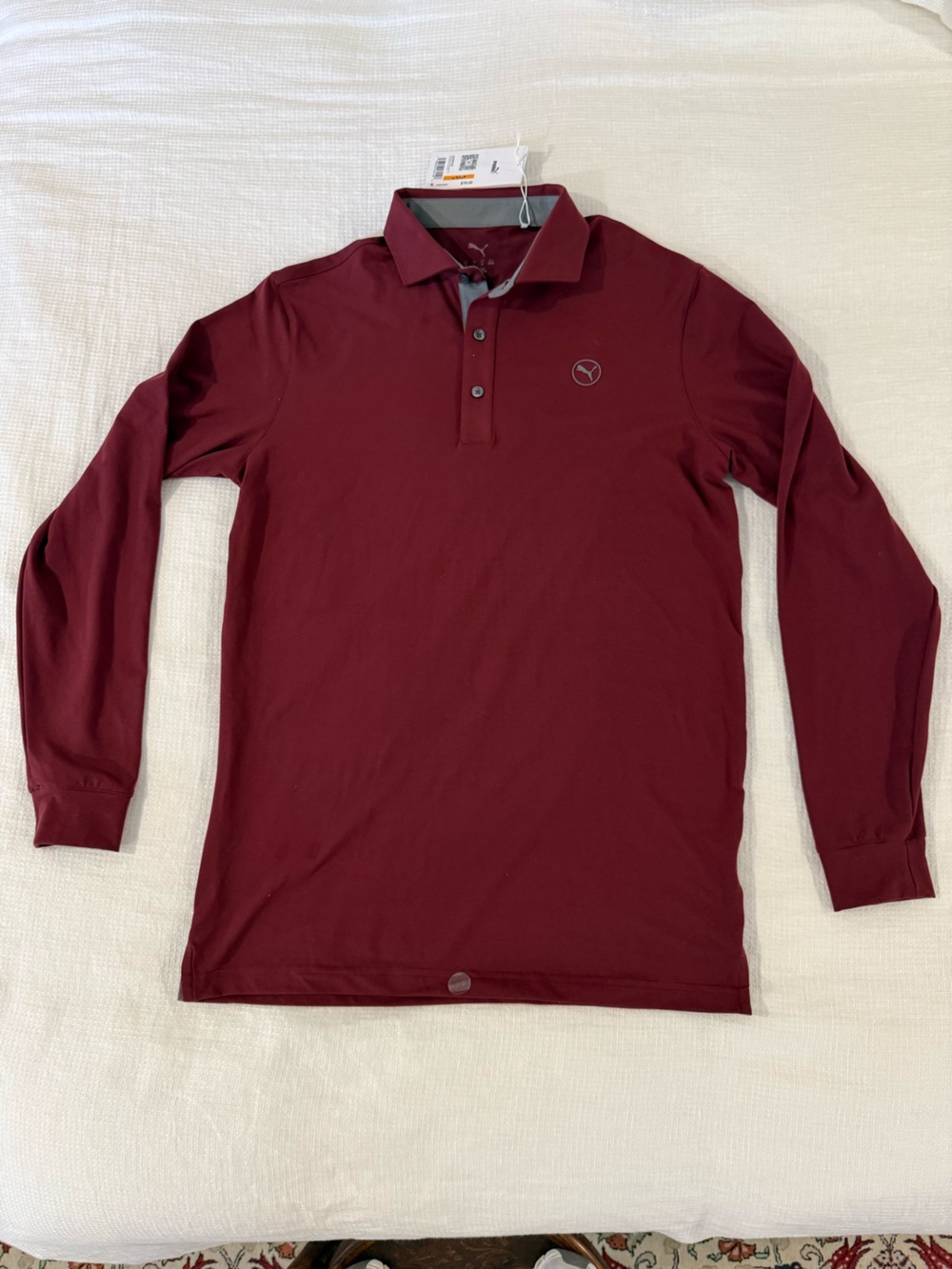 Puma Men’s Long-Sleeve Polo — Maroon